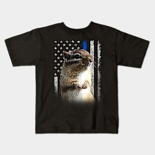 Chipper Chipmunks American Flag Tee Triumph for Wildlife Enthusiasts Kids T-Shirt